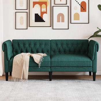 vidaXL Chesterfield-Sofa 2-Sitzer Dunkelgr&uuml;n Stoff (372551)