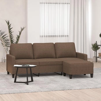 vidaXL 3-Sitzer-Sofa mit Hocker Braun 180 cm Stoff (3201040)