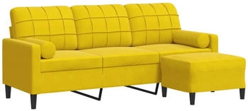 vidaXL 3-Sitzer-Sofa mit Hocker Gelb 180 cm Samt (3278273)