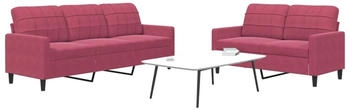 vidaXL 2-tlg. Sofagarnitur mit Kissen Weinrot Samt (3278395)