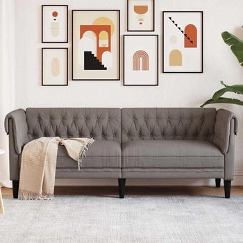 vidaXL Chesterfield-Sofa 3-Sitzer Taupe Stoff (372561)