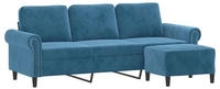 vidaXL 3-Sitzer-Sofa mit Hocker Blau 180 cm Samt