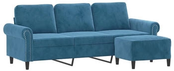 vidaXL 3-Sitzer-Sofa mit Hocker Blau 180 cm Samt
