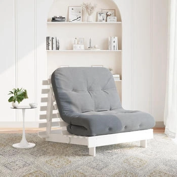 vidaXL Futon Schlafsofa mit Matratze Weiß 60x206x11 Massivholz Kiefer
