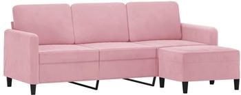 vidaXL 3-Sitzer-Sofa mit Hocker Rosa 180 cm Samt