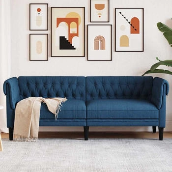 vidaXL Chesterfield-Sofa 3-Sitzer Blau Stoff