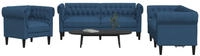 vidaXL 3-tlg. Sofagarnitur Blau Stoff