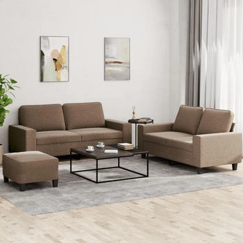 vidaXL 3-tlg. Sofagarnitur Braun Stoff (3201893)