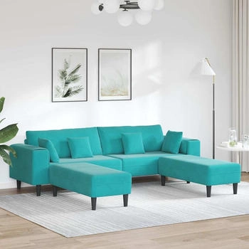 vidaXL Samt Sofa mit Kissen mit Kissen 3 pcs Türkis 208 cm Samt (3335180)