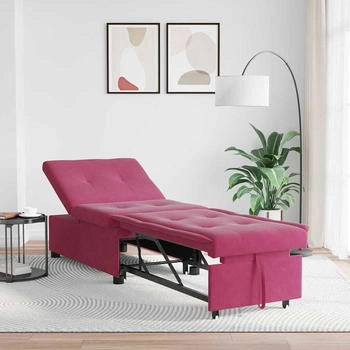 vidaXL Sofabett 3-in-1 Auszieh-Design Burgunderrot Samt (42008599)