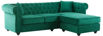 Kauf-Unique Chesterfield Ecksofa - Ecke wechselbar - Samt - Grün - TOLEDO