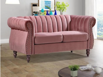 Kauf-Unique Chesterfield-Sofa - 2-Sitzer - Samt - Altrosa - TRUMBO