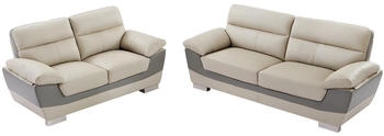 Kauf-Unique Couchgarnitur Leder 3+2 FRANCESCA - Grau & Anthrazit