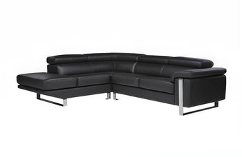 Kauf-Unique Ecksofa - Leder - Ecke Links - Schwarz - MYSTIQUE