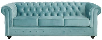Kauf-Unique Sofa 3-Sitzer & 2-Sitzer & Sessel - Samt - Pastellblau - CHESTERFIELD