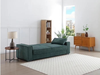 Kauf-Unique Sofa 3-Sitzer mit Schlaffunktion - Cord - Tannengrün - FINORO