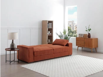 Kauf-Unique Sofa 3-Sitzer mit Schlaffunktion - Cord - Terracotta - FINORO