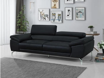 Kauf-Unique Ledersofa 3-Sitzer - Schwarz - GRETEL