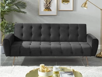 Kauf-Unique Schlafsofa Klappsofa 3-Sitzer - Samt - Anthrazit - POLANI