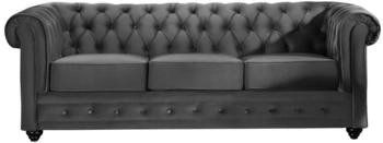 Kauf-Unique Sofa 3-Sitzer & 2-Sitzer & Sessel - Samt - Anthrazit - CHESTERFIELD