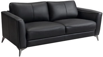 Kauf-Unique Ledersofa 3-Sitzer - Schwarz mit grauer Ziernaht - BATUCO