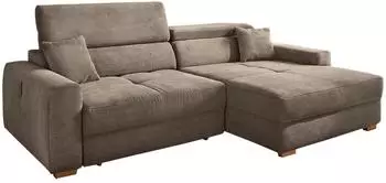 JOB Ecksofa Slider mit elektrischer Sitztiefenverstellung, Cord taupe, USB-A+C Anschluss (51072574261842618)