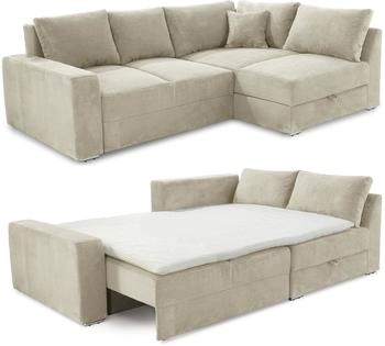 luma-home Ecksofa-Dauerschläfer Cord beige