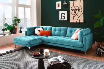 Trends By Hg Ecksofa Landau L-Form B275cm H75cm T158cm (66901722-0) mittelblau