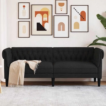 vidaXL Chesterfield-Sofa 3-Sitzer Schwarz Stoff (372558)