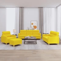 vidaXL 4-tlg. Sofagarnitur mit Kissen Hellgelb Stoff