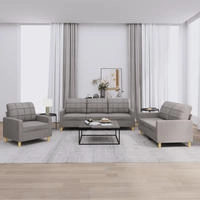 vidaXL 3-tlg. Sofagarnitur mit Kissen Taupe Stoff