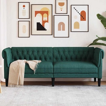 vidaXL Chesterfield-Sofa 3-Sitzer Dunkelgr&uuml;n Stoff (372560)