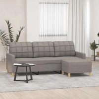 vidaXL 3-Sitzer-Sofa mit Hocker Taupe 180 cm Stoff