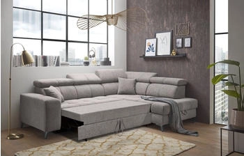 ED EXCITING DESIGN Ecksofa Sydney L-Form mit Bettfunktion Bettkasten Kopfteilverstellung & 2 Zierkissen taupe