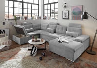 ED EXCITING DESIGN Wohnlandschaft "Jakarta U-Form mit Bettfunktion, Bettkasten"