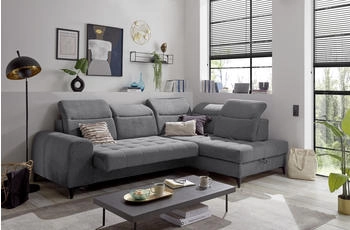 ED EXCITING DESIGN Ecksofa Rockdale L-Form mit Bettfunktion Bettkasten Kopfteilverstellung Sitztiefenverstellung & USB-Port anthrazit