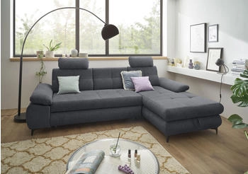 ED EXCITING DESIGN Ecksofa Altona L-Form 2 Teile mit Bettfunktion Bettkasten Armteilverstellung & Kopfstützen anthrazit