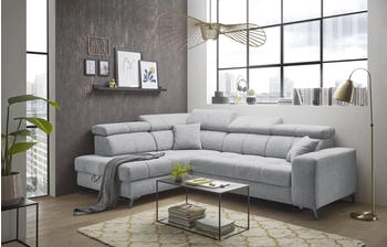 ED EXCITING DESIGN Ecksofa Sydney mit elektrischer Sitzverbreitung oder Schlaffunktion Light grey