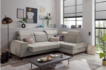 ED EXCITING DESIGN Ecksofa Rockdale mit elektrische Sitztiefenverstellung & Bettkasten stone