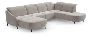 sit&more Wohnlandschaft Blues U-Form inkl. Kopfteilverstellung wahlweise mit Klapptisch und USB anthrazit