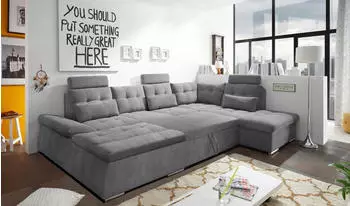 ED EXCITING DESIGN Wohnlandschaft Nalo U-Form dunkelgrau