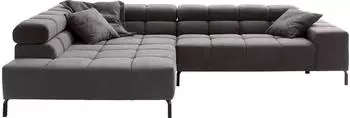 Home Affaire Ecksofa Ancona New auch in Cord feine Steppung mit Kopfteilverstellung 3 Zierkissen L-Form dunkelgrau
