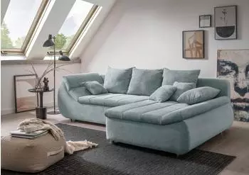 Home Affaire Ecksofa Imola bequem aktuelle Steppung im Sitz L-Form Breite 270cm wahlweise mit Bettfunktion aqua