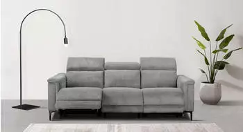 Home Affaire 3-Sitzer Lund Cord mit manueller Relaxfunktion grau/grau/Korpus: grau