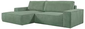 Kauf-Unique Ecksofa mit Schlaffunktion - Ecke links - Cord - Mandelgr&uuml;n - AMELIA