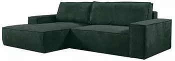 Kauf-Unique Ecksofa mit Schlaffunktion - Ecke Links - Cord - Tannengrün - AMELIA