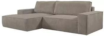Kauf-Unique Ecksofa mit Schlaffunktion - Ecke links - Cord - Taupe - AMELIA