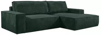 Kauf-Unique Ecksofa mit Schlaffunktion - Ecke Rechts - Cord - Tannengrün - AMELIA