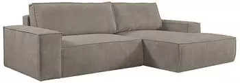 Kauf-Unique Ecksofa mit Schlaffunktion - Ecke rechts - Cord - Taupe - AMELIA