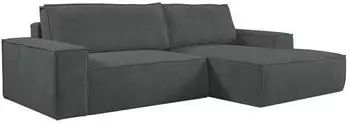 Kauf-Unique Ecksofa mit Schlaffunktion - Ecke Rechts - Cord - Anthrazit - AMELIA
